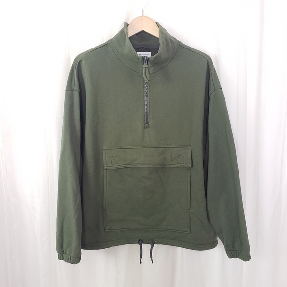 Urban Outfitters Other - Urban Outfitters green pullover 1/4 zip sweatshirt front pouch pocket drawstring